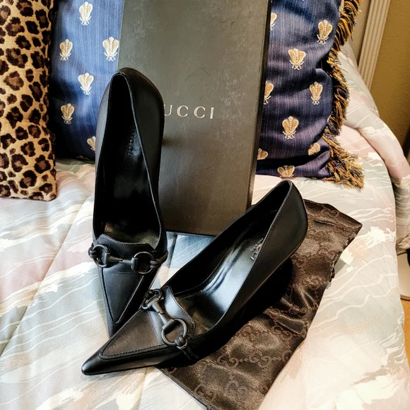 Gucci Black Horsebit Shoes Sz. 6.5 - Picture 1 of 13